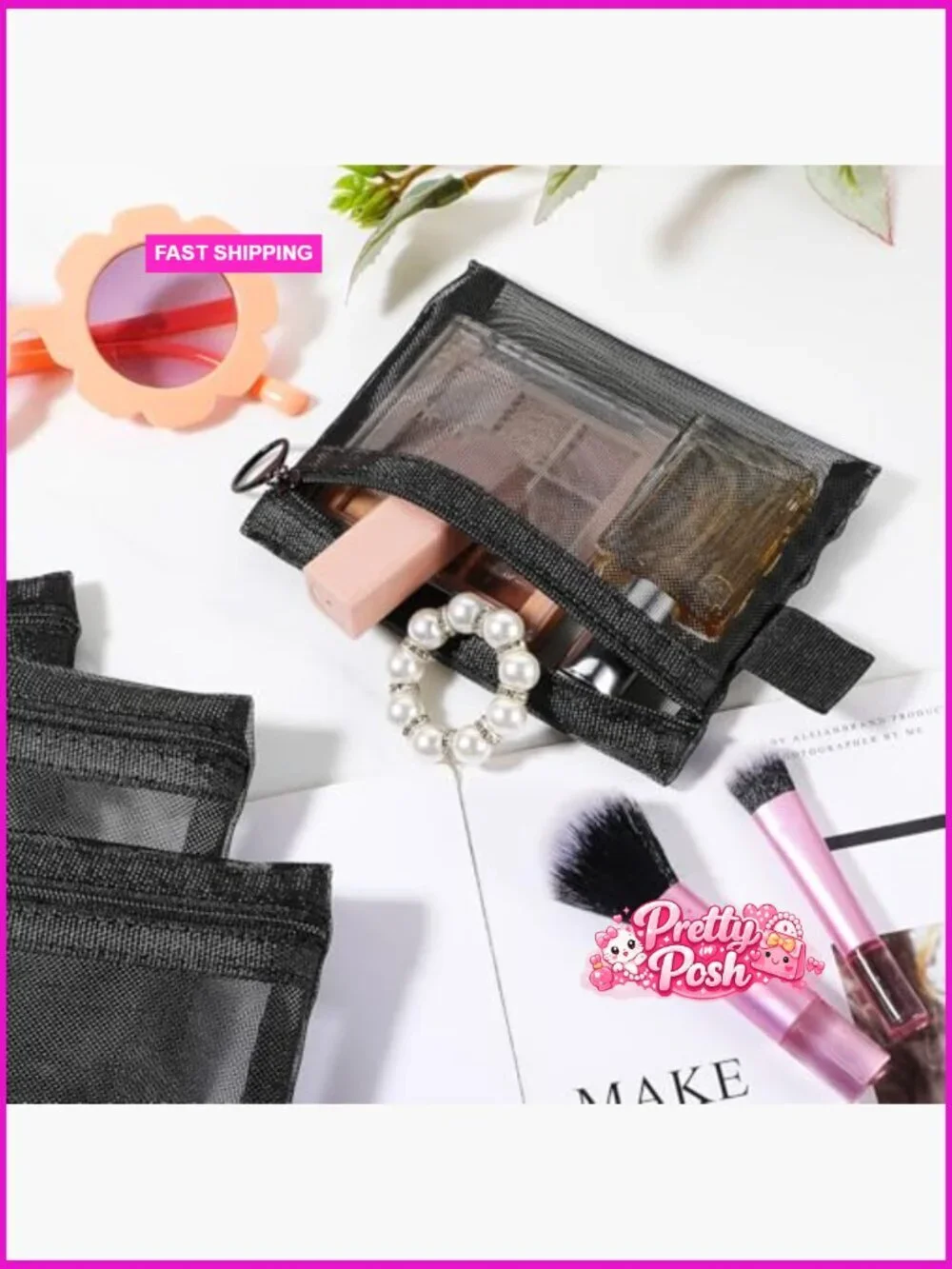 Nylon Mesh Zipper Bags 30 Pack Mini Travel Cosmetic Pouch Organizer